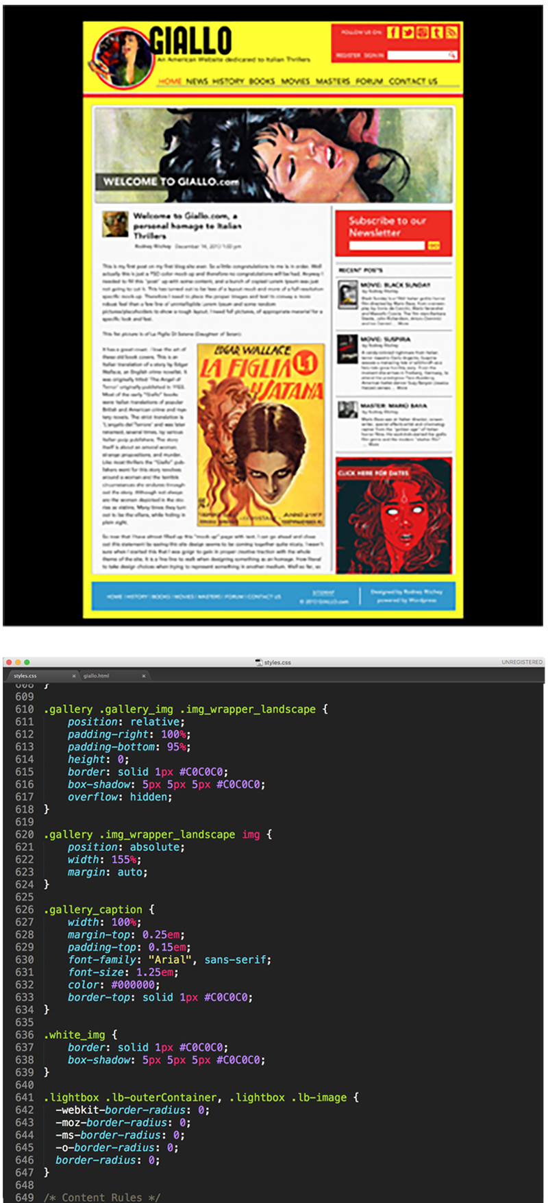 GIALLO.us Wireframes and Code